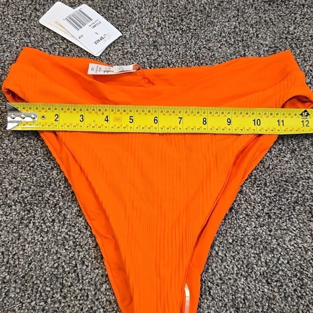 NWT L Space Women Court Vibrant Orange Bikini Bottom Bitsy Cut Swim L - Picture 2 of 8